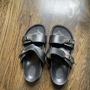Liberte The Almafi Black Leather Sandals